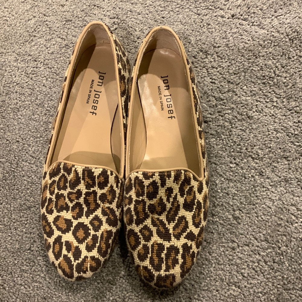 Anthropologie Jon Josef "gatsby" Flats/loafers,leopard Print Beige